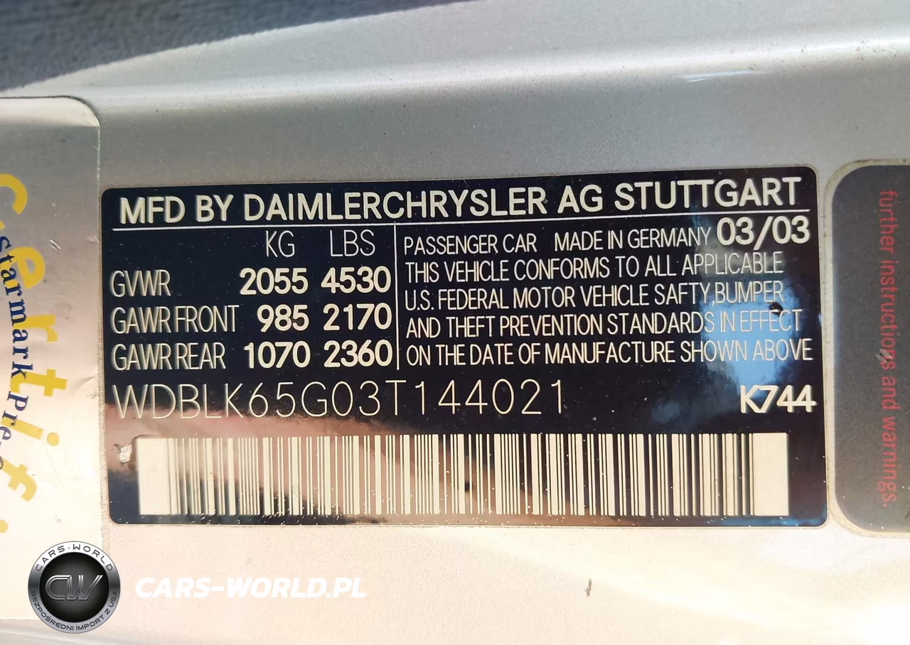 2003 Mercedes-Benz Clk 320 VIN:WDBLK65G03T144021 - 9
