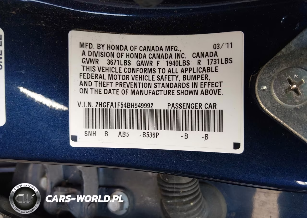 2011 Honda Civic Lx VIN:2HGFA1F54BH549992 - 9