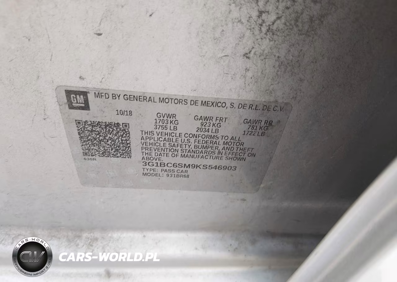 2019 Chevrolet Cruze Ls VIN:3G1BC6SM9KS546903 - 9