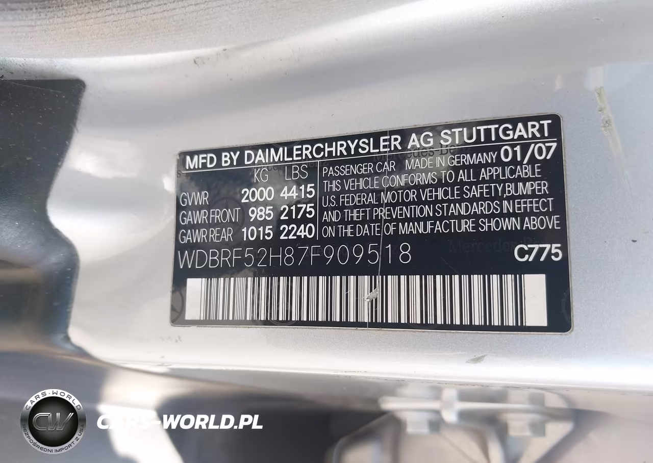 2007 Mercedes-Benz C 230 Sport VIN:WDBRF52H87F909518 - 9