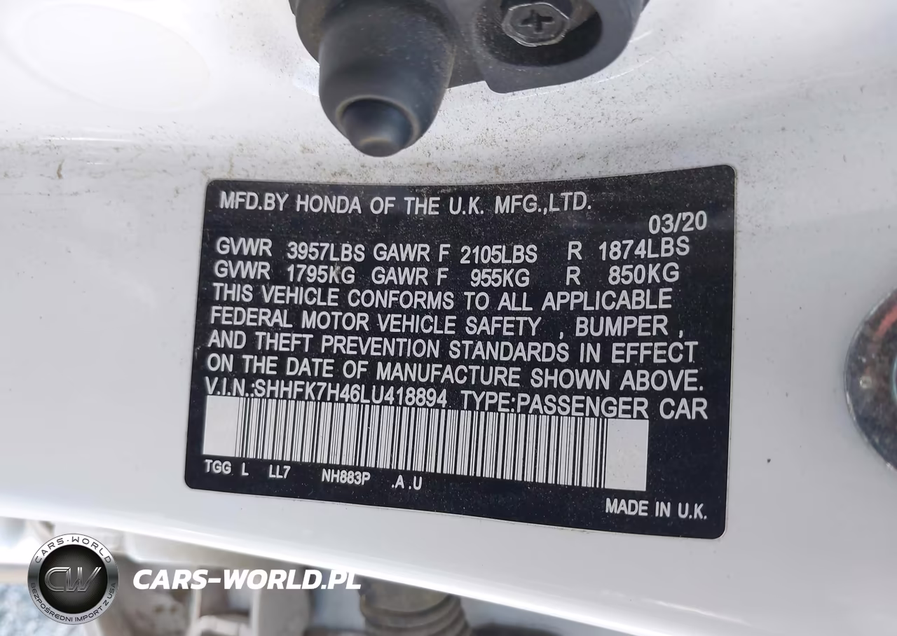 2020 Honda Civic Sport VIN:SHHFK7H46LU418894 - 9