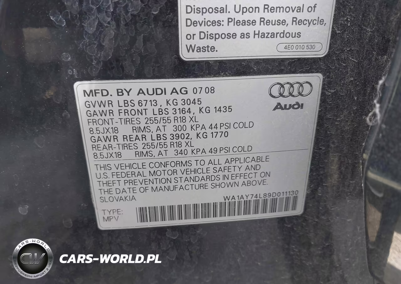 2009 Audi Q7 3.6 5 Passenger-3.6 Premium VIN:WA1AY74L89D011130 - 9