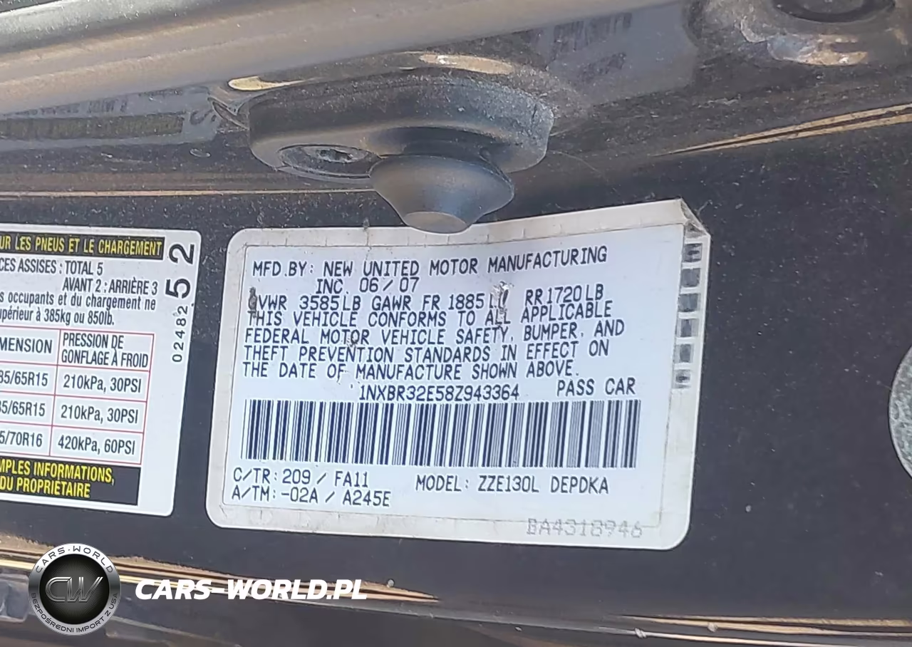 2008 Toyota Corolla Ce VIN:1NXBR32E58Z943364 - 9