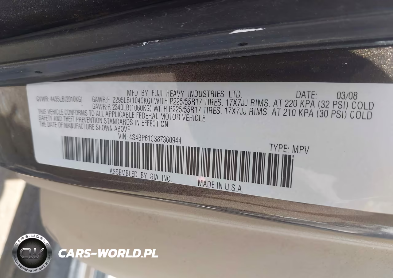 2008 Subaru Outback 2.5I-2.5I L.l. Bean Edition VIN:4S4BP61C387360944 - 9
