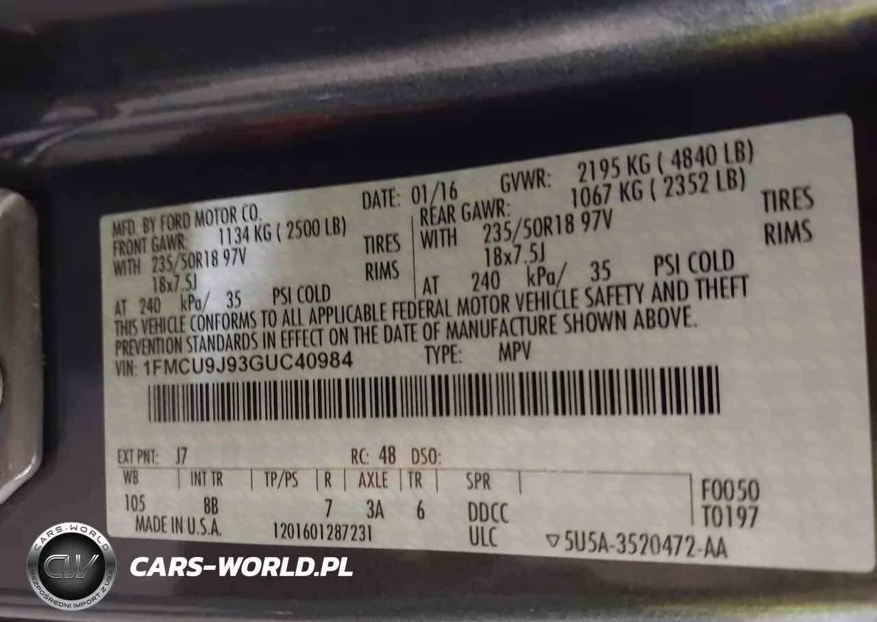 2016 Ford Escape Titanium VIN:1FMCU9J93GUC40984 - 9