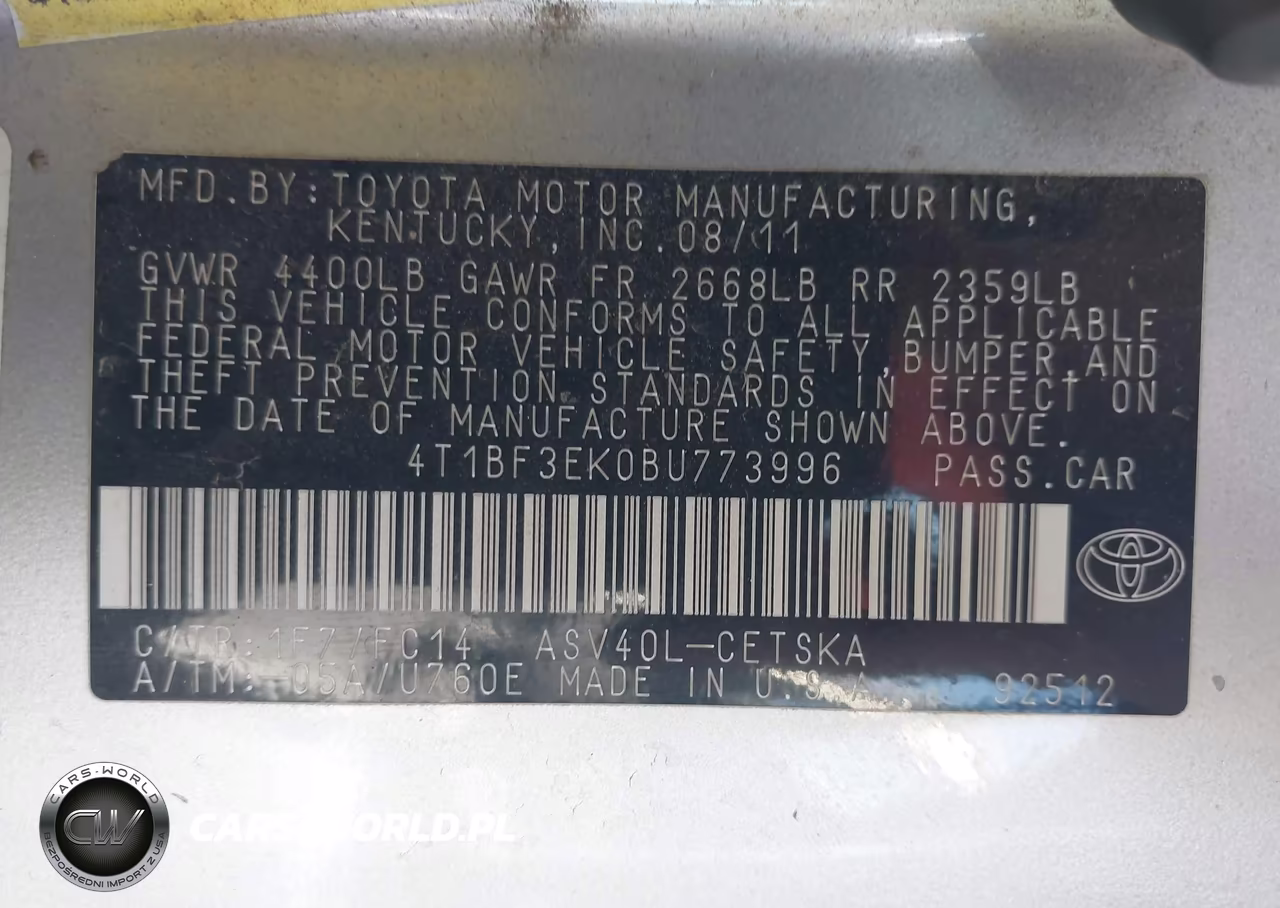 2011 Toyota Camry Se VIN:4T1BF3EK0BU773996 - 9