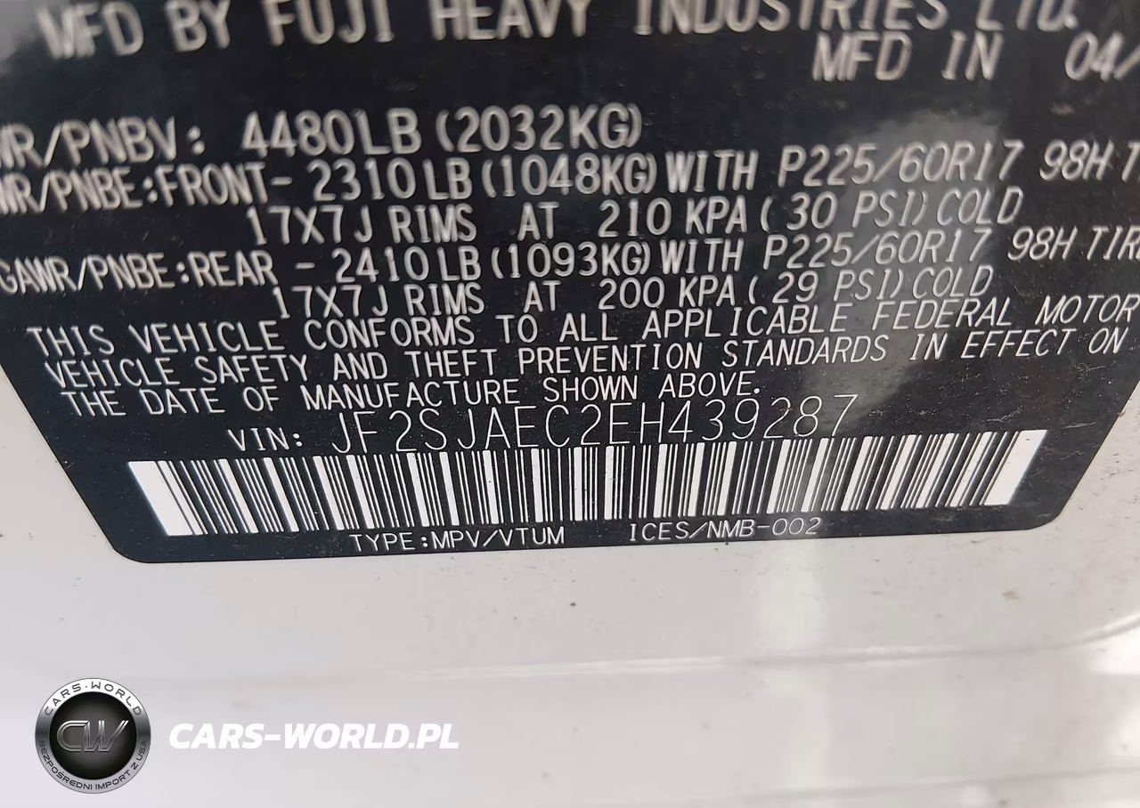 2014 Subaru Forester 2.5I Premium VIN:JF2SJAEC2EH439287 - 9