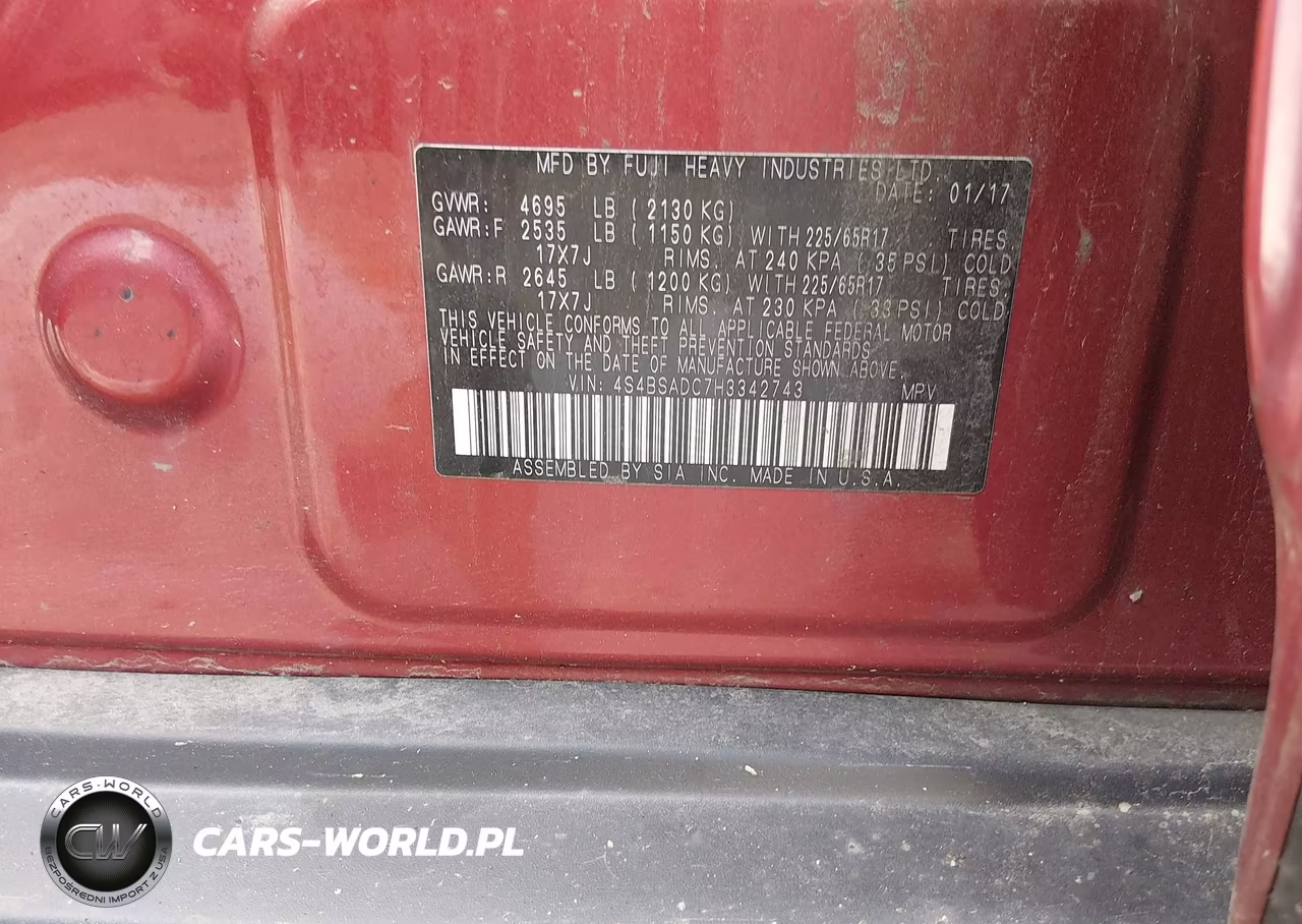 2017 Subaru Outback 2.5I Premium VIN:4S4BSADC7H3342743 - 9