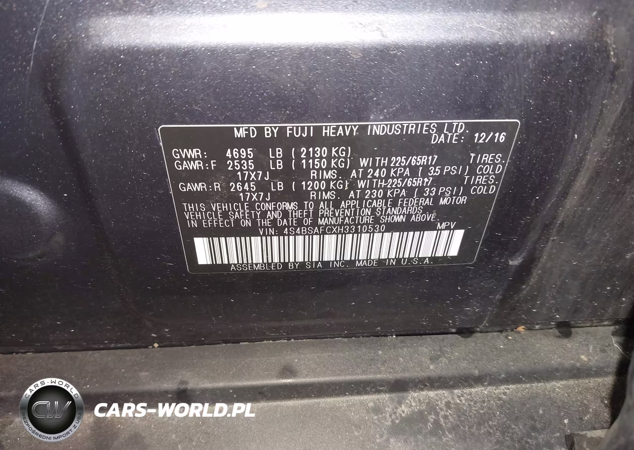2017 Subaru Outback 2.5I Premium VIN:4S4BSAFCXH3310530 - 9