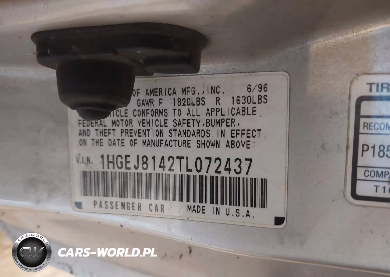 1996 Honda Civic Ex VIN:1HGEJ8142TL072437 - 9