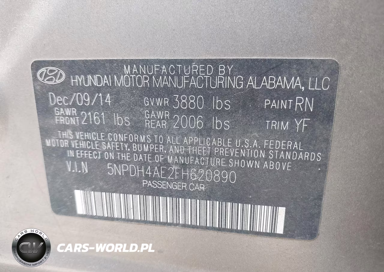 2015 Hyundai Elantra Se VIN:5NPDH4AE2FH620890 - 9