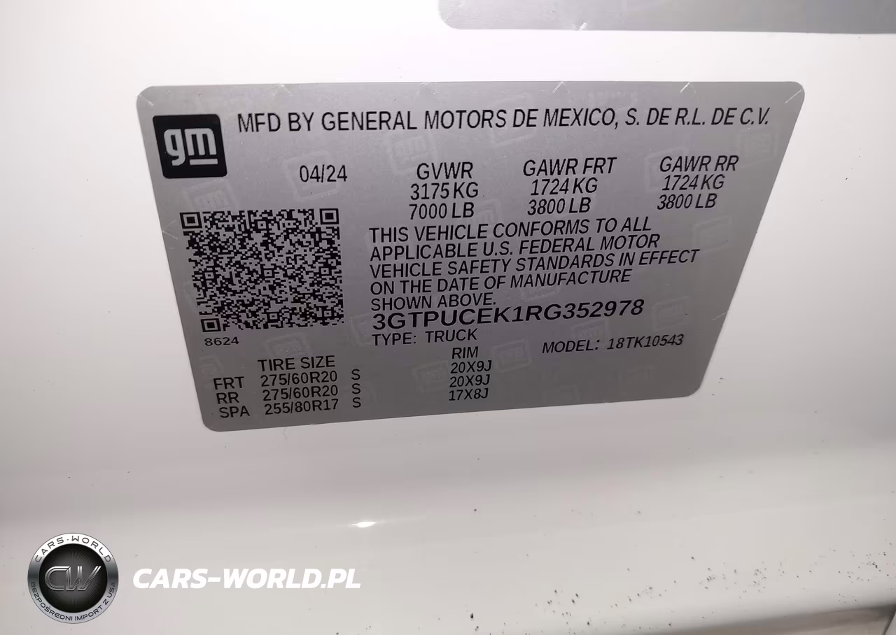 2024 GMC Sierra 1500 4Wd Short Box Elevation With 3Sb VIN:3GTPUCEK1RG352978 - 9