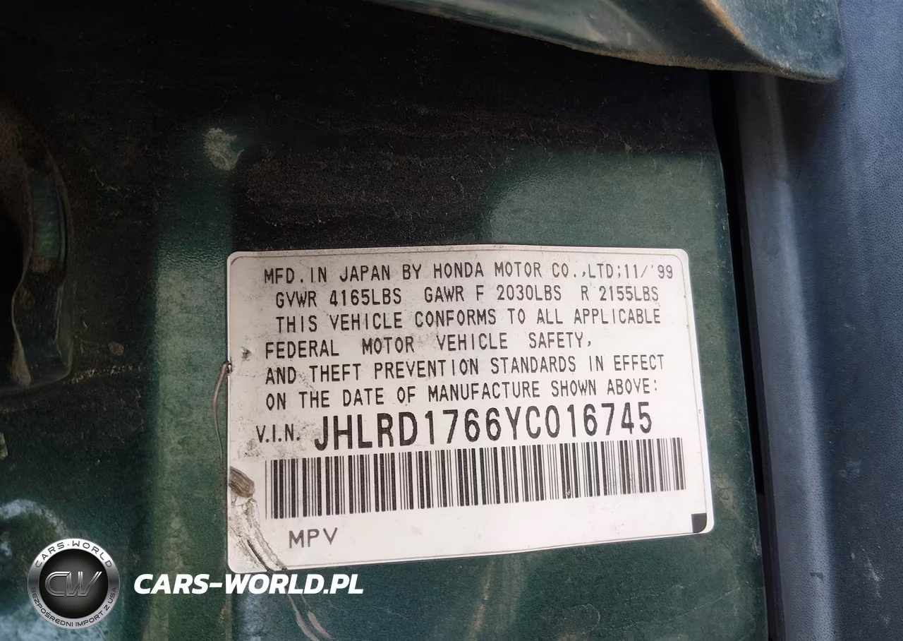 2000 Honda Cr-V Ex VIN:JHLRD1766YC016745 - 9
