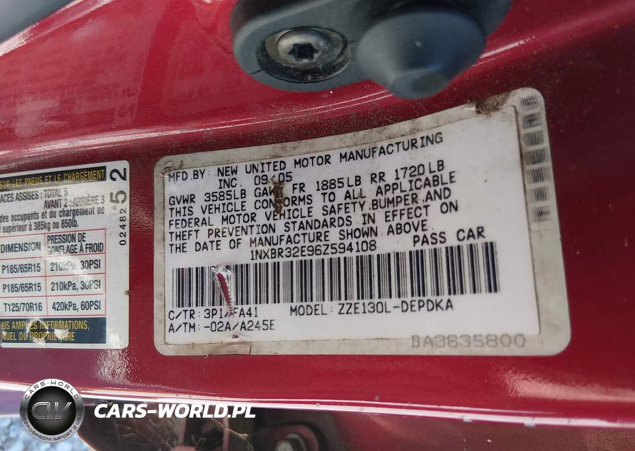 2006 Toyota Corolla Ce VIN:1NXBR32E96Z594108 - 9