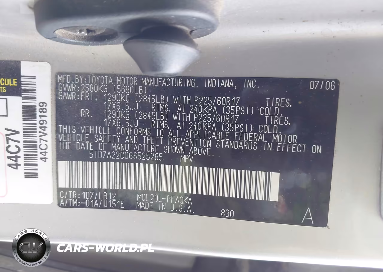 2006 Toyota Sienna Xle VIN:5TDZA22C06S525265 - 9