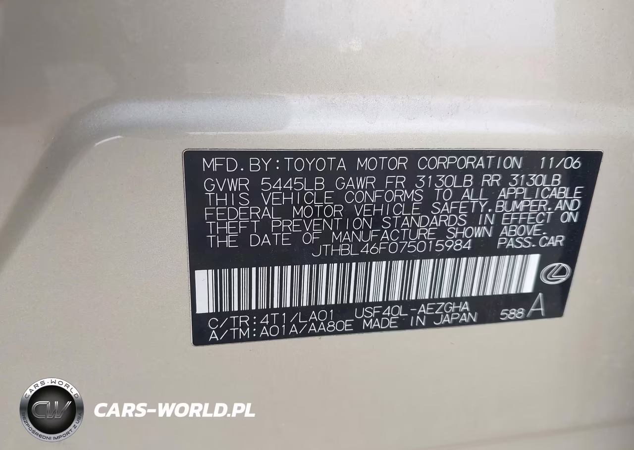 2007 Lexus Ls 460 VIN:JTHBL46F075015984 - 9