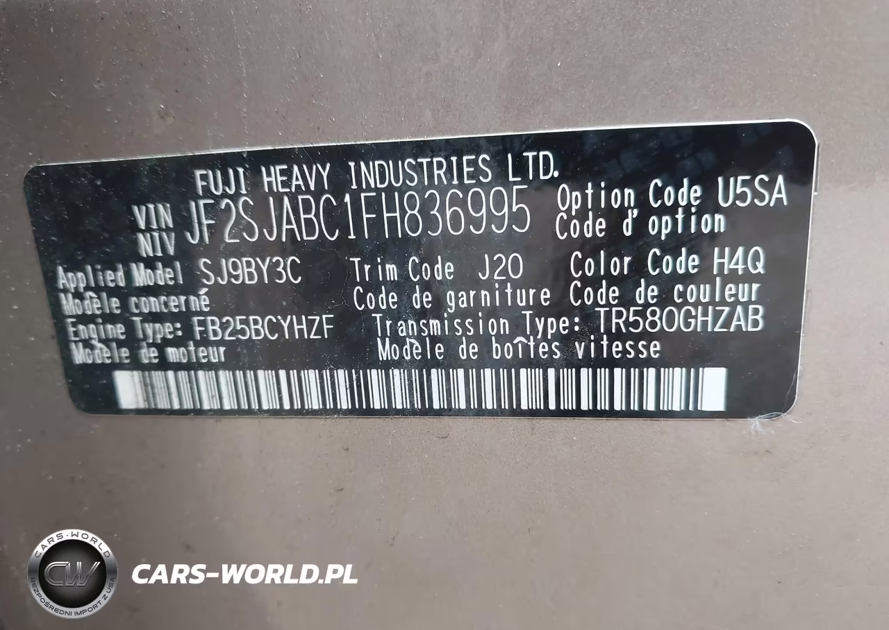 2015 Subaru Forester 2.5I VIN:JF2SJABC1FH836995 - 9