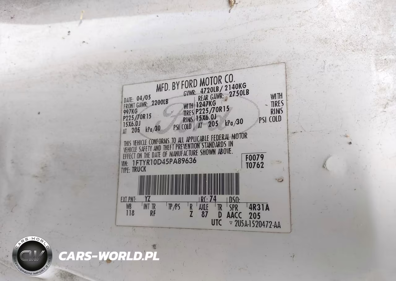 2005 Ford Ranger Xl-Xls-Xlt VIN:1FTYR10D45PA89636 - 9