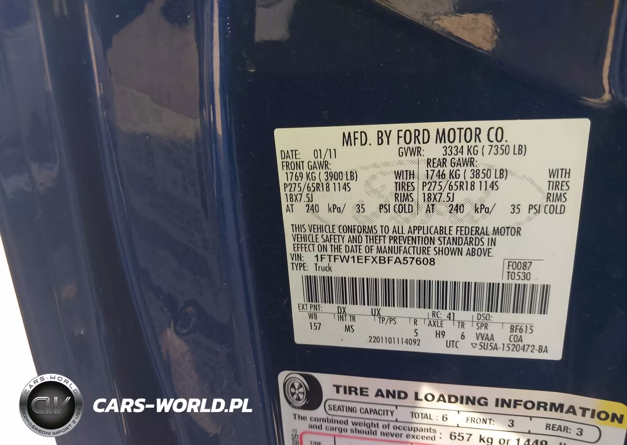 2011 Ford F-150 Xlt VIN:1FTFW1EFXBFA57608 - 9