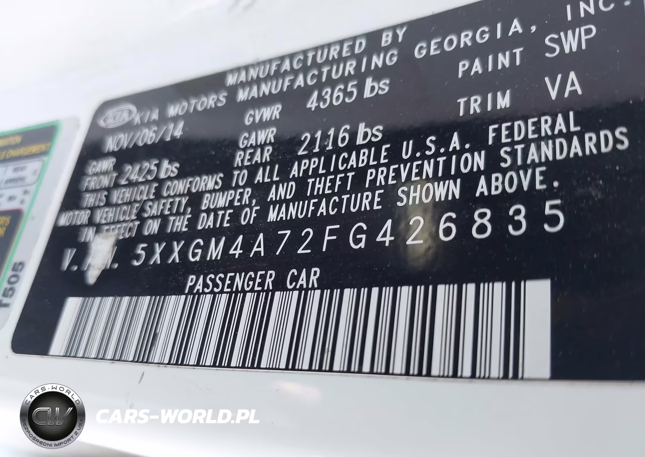 2015 Kia Optima Lx VIN:5XXGM4A72FG426835 - 9