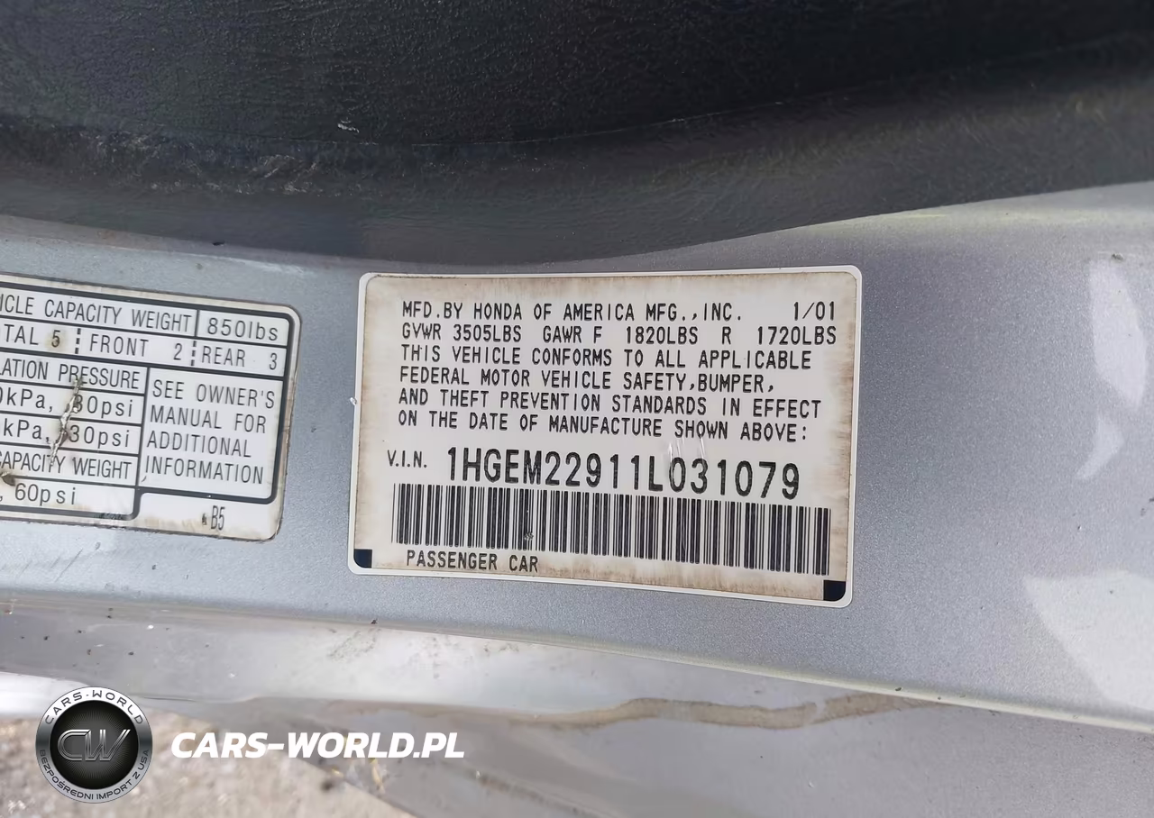 2001 Honda Civic Ex VIN:1HGEM22911L031079 - 9