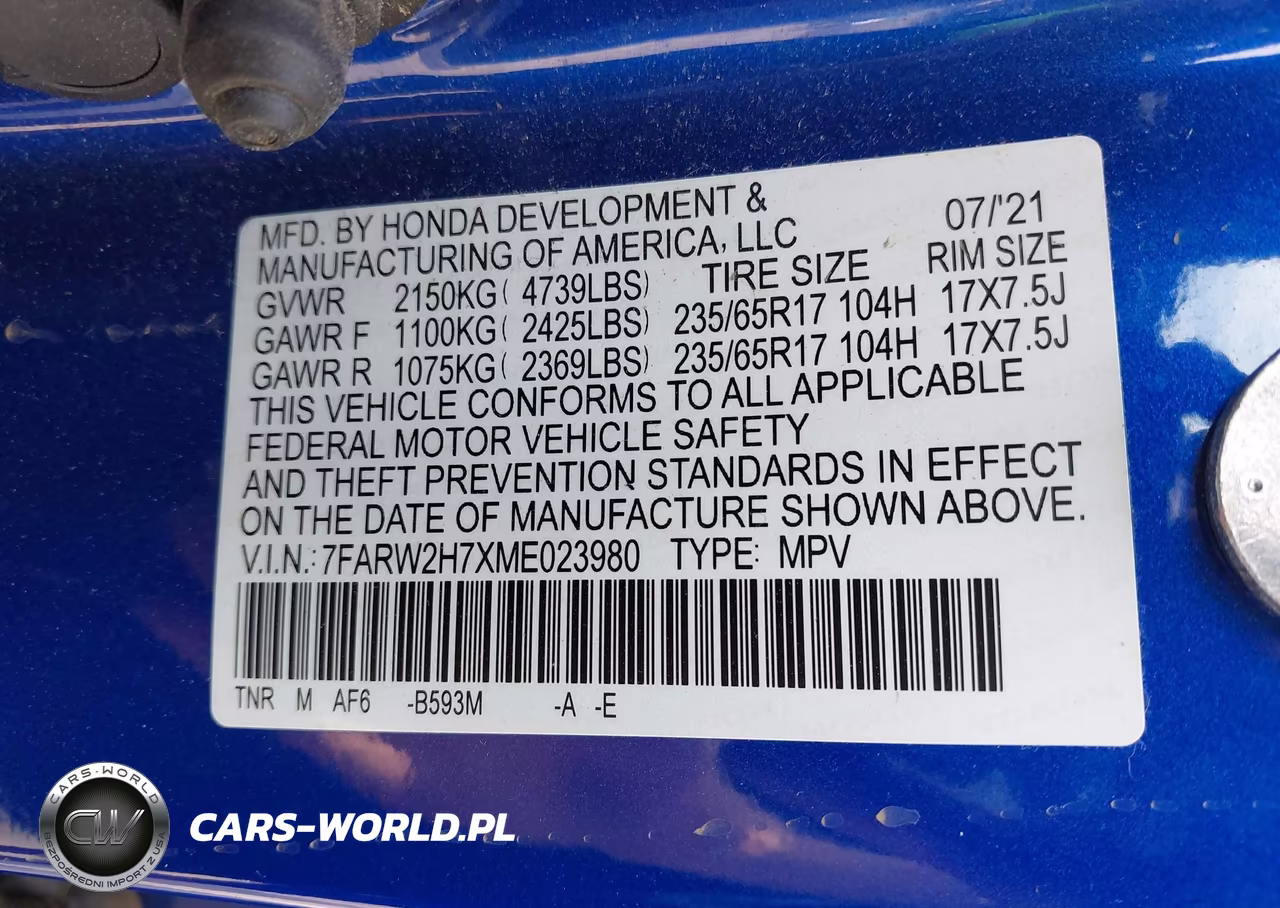 2021 Honda Cr-V Awd Special Edition VIN:7FARW2H7XME023980 - 9