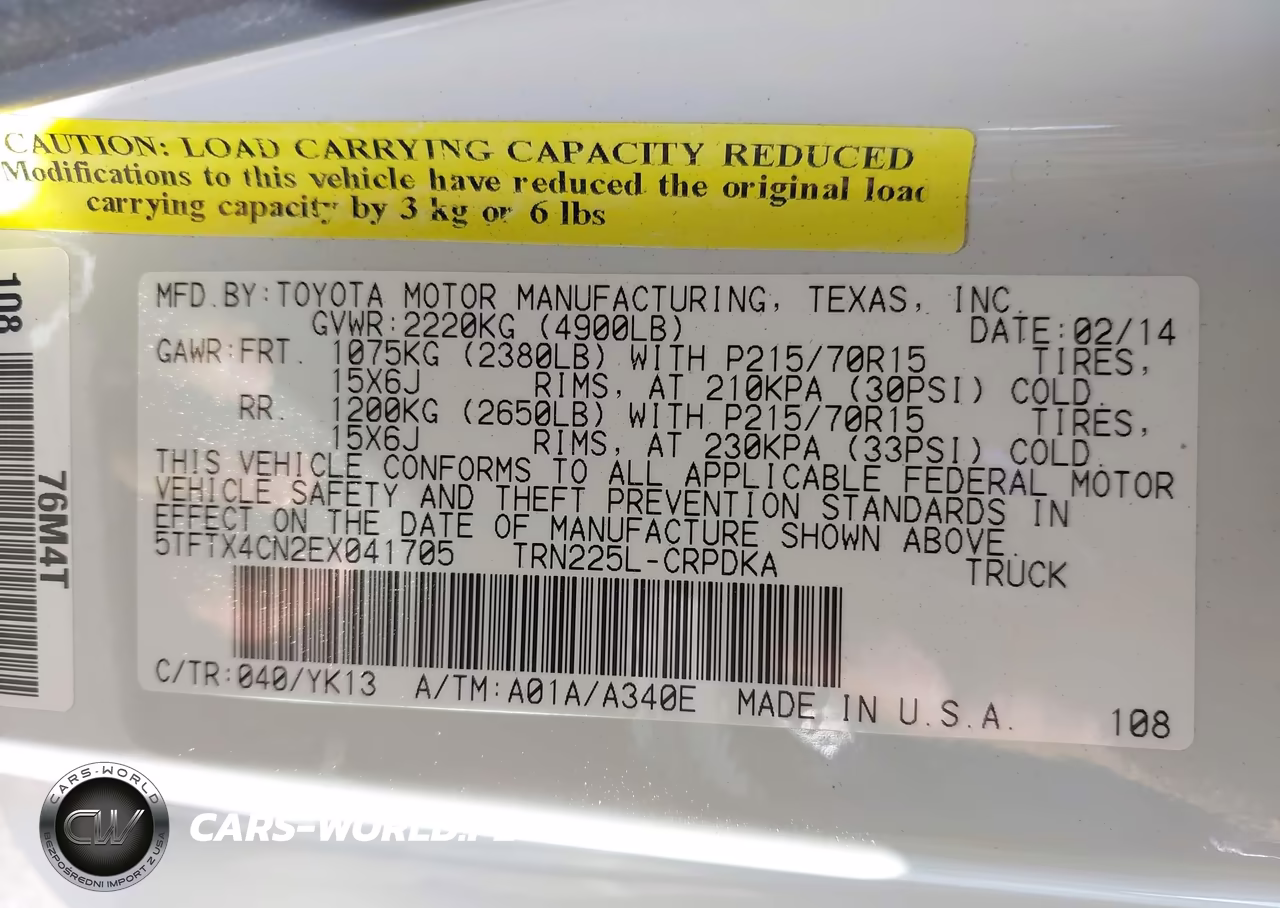 2014 Toyota Tacoma Access Cab VIN:5TFTX4CN2EX041705 - 9