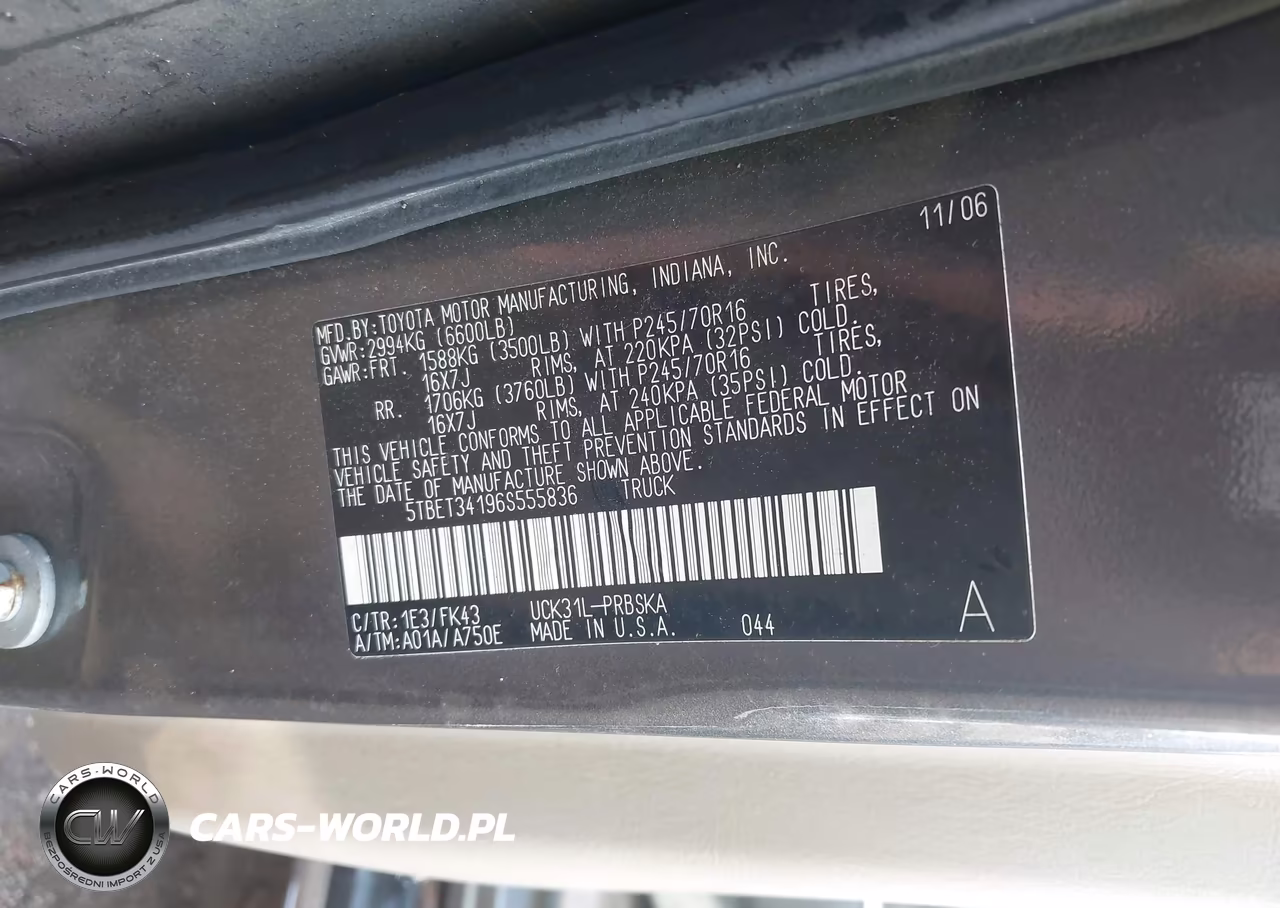 2006 Toyota Tundra Sr5 V8 VIN:5TBET34196S555836 - 9