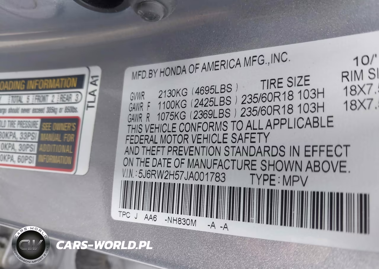 2018 Honda Cr-V Ex VIN:5J6RW2H57JA001783 - 9