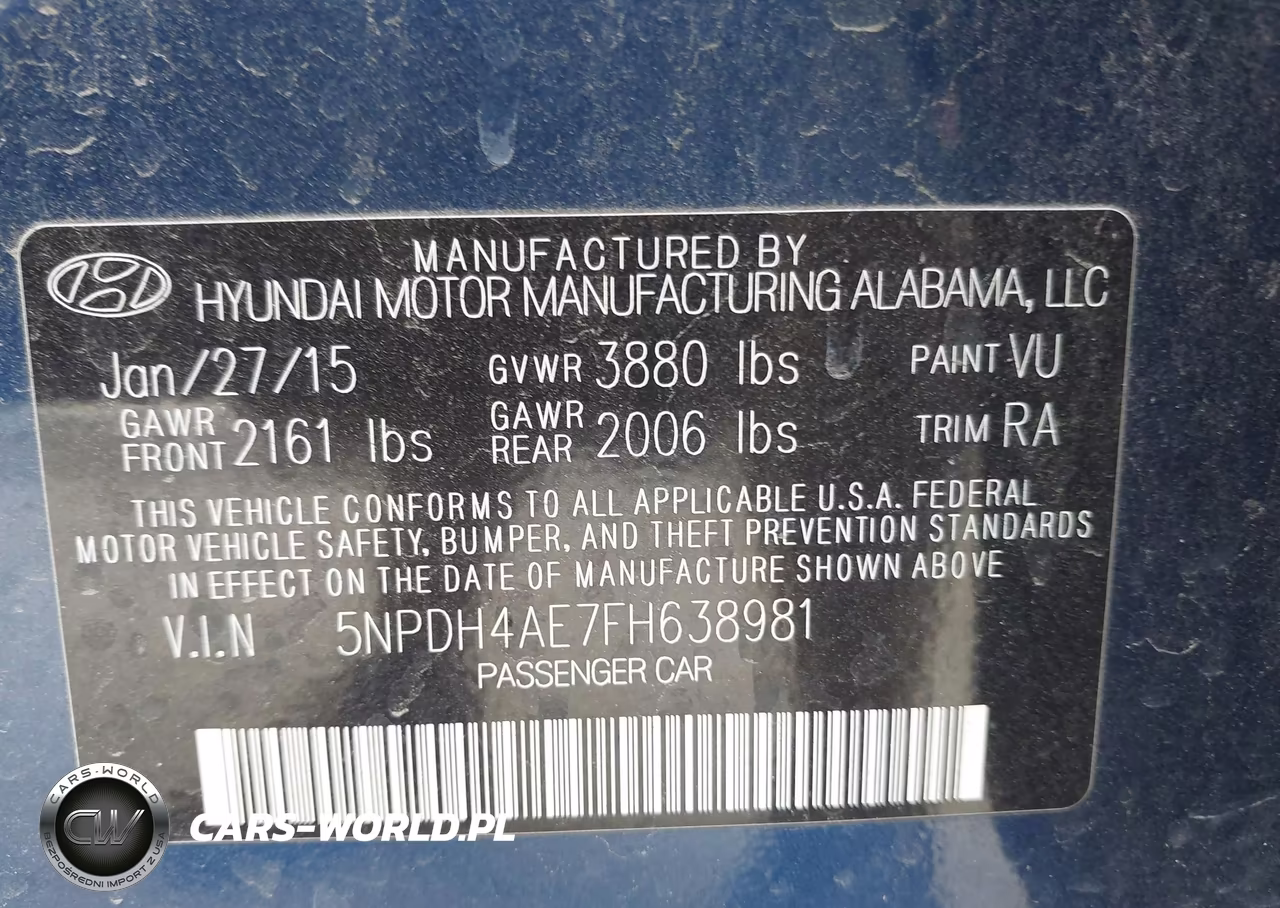 2015 Hyundai Elantra Se VIN:5NPDH4AE7FH638981 - 9