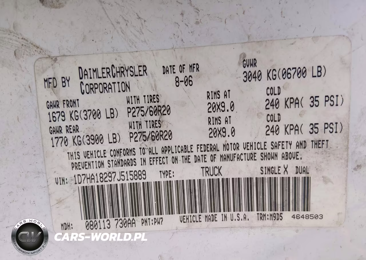 2007 Dodge Ram 1500 Slt VIN:1D7HA18297J515889 - 9
