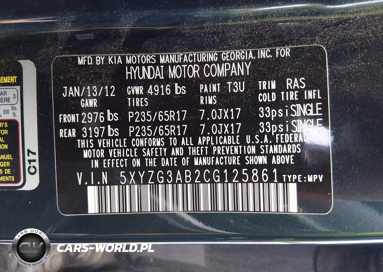 2012 Hyundai Santa Fe Gls VIN:5XYZG3AB2CG125861 - 9