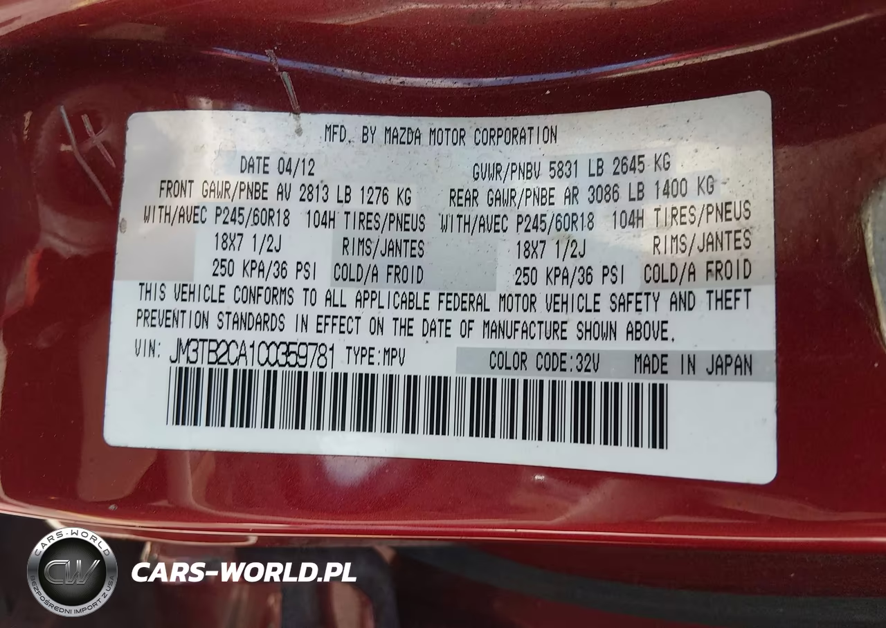 2012 Mazda Cx-9 Touring VIN:JM3TB2CA1C0359781 - 9