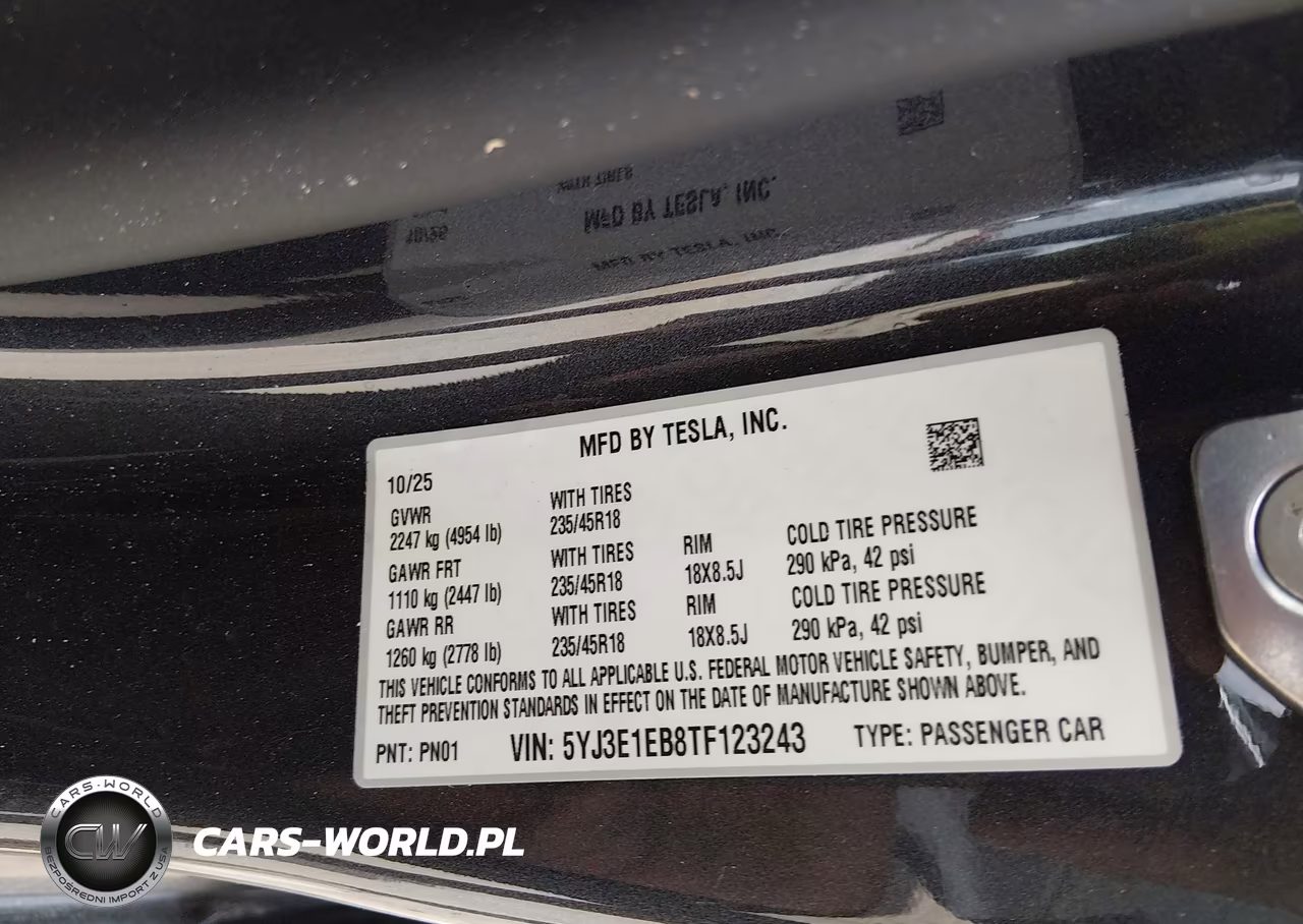 2026 Tesla Model 3 Premium All-Wheel Drive VIN:5YJ3E1EB8TF123243 - 9