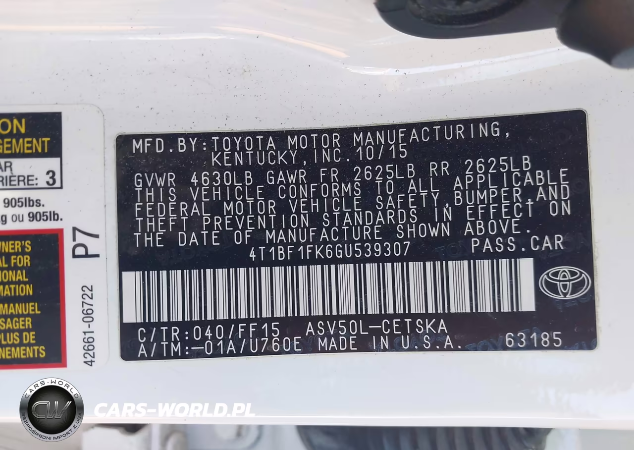 2016 Toyota Camry Se VIN:4T1BF1FK6GU539307 - 9