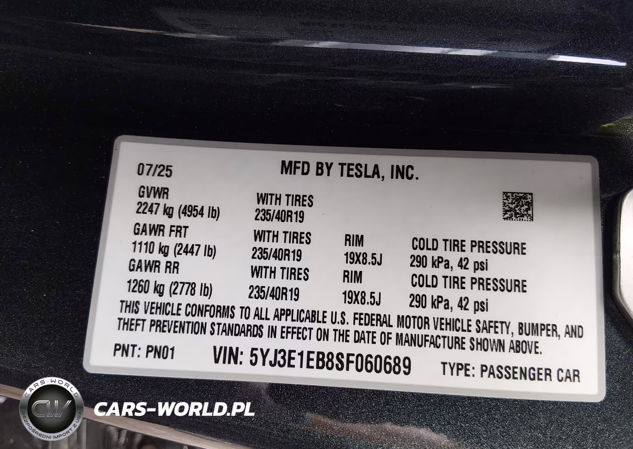 2025 Tesla Model 3 Long Range All-Wheel Drive VIN:5YJ3E1EB8SF060689 - 9
