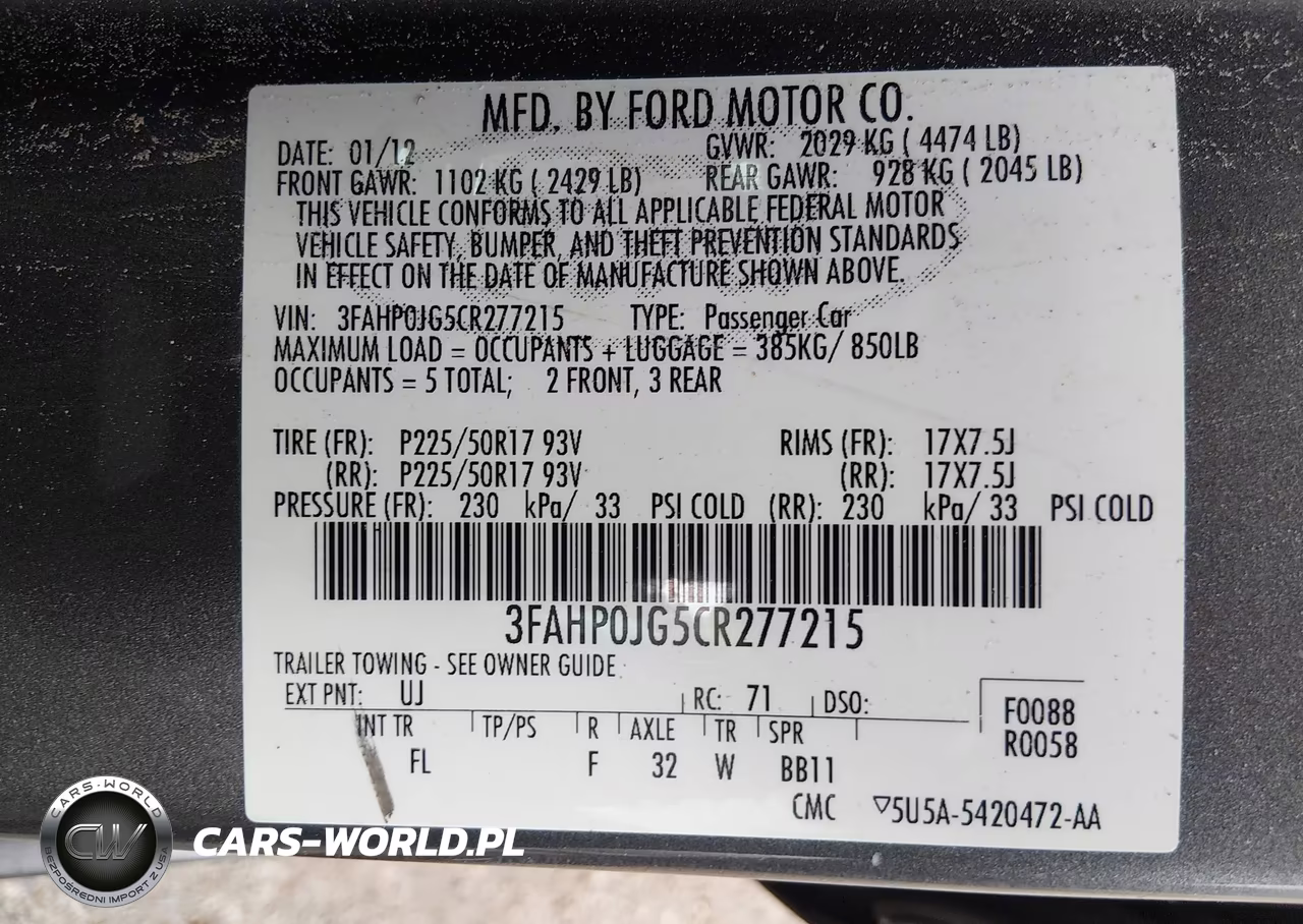 2012 Ford Fusion Sel VIN:3FAHP0JG5CR277215 - 9