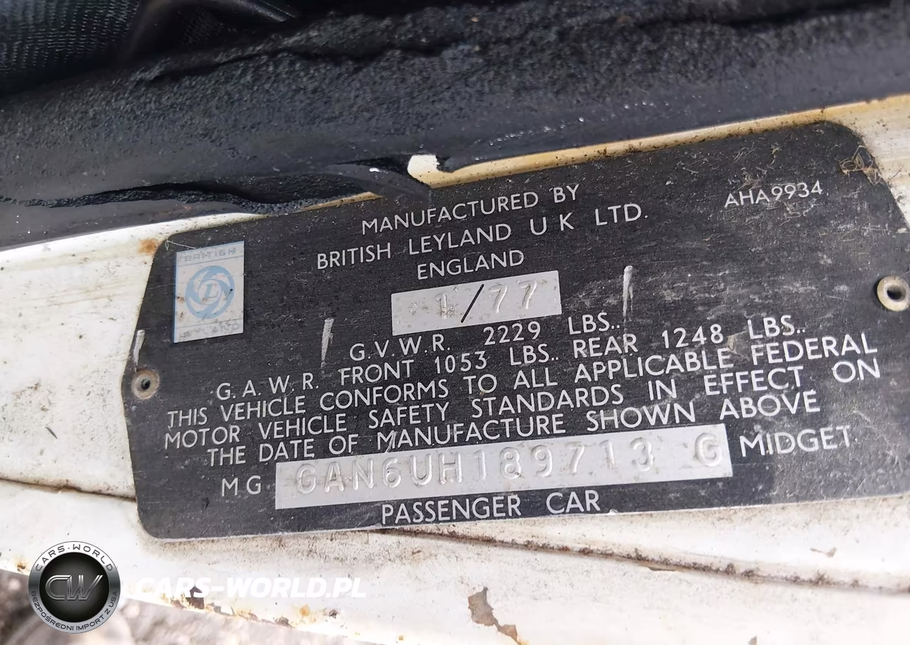 1977 Mg Midget VIN:GAN6UH184713G - 9