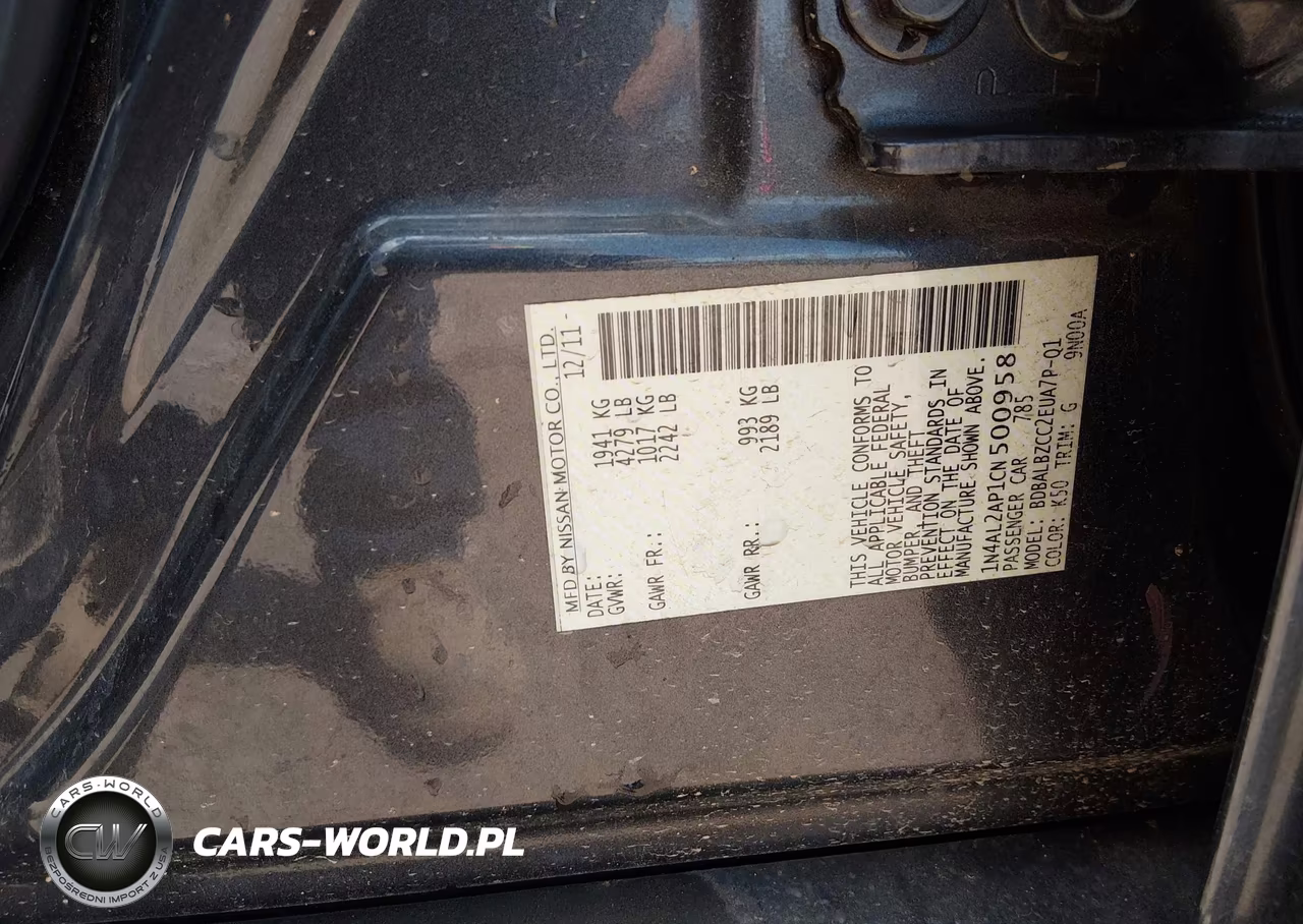 2012 Nissan Altima Base VIN:1N4AL2AP1CN500958 - 9