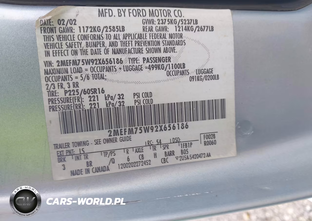 2002 Mercury Grand Marquis Ls VIN:2MEFM75W92X656186 - 9