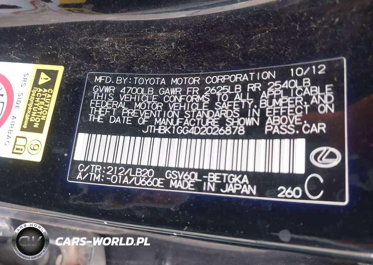 2013 Lexus Es 350 VIN:JTHBK1GG4D2026878 - 9