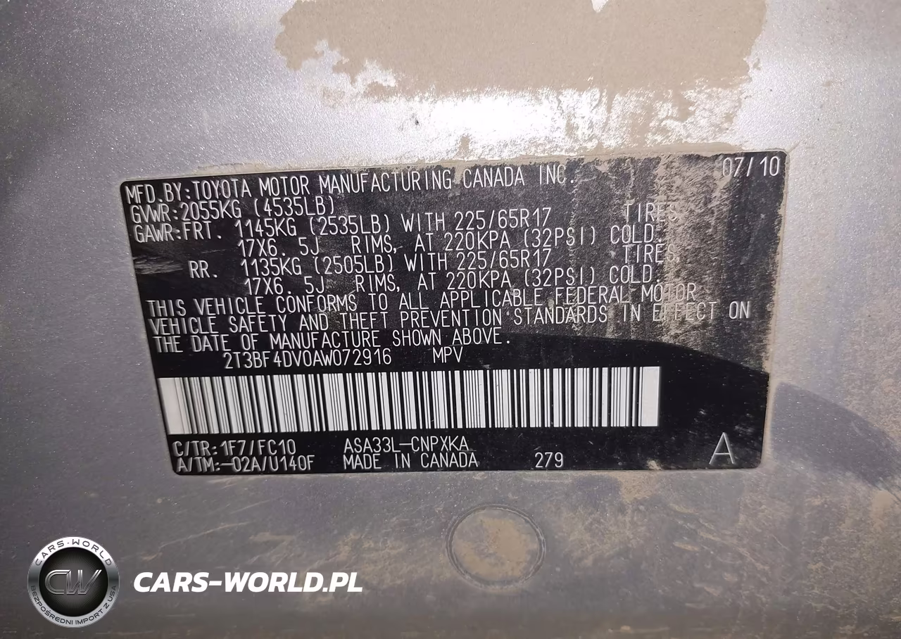 2010 Toyota Rav4 VIN:2T3BF4DV0AW072916 - 9