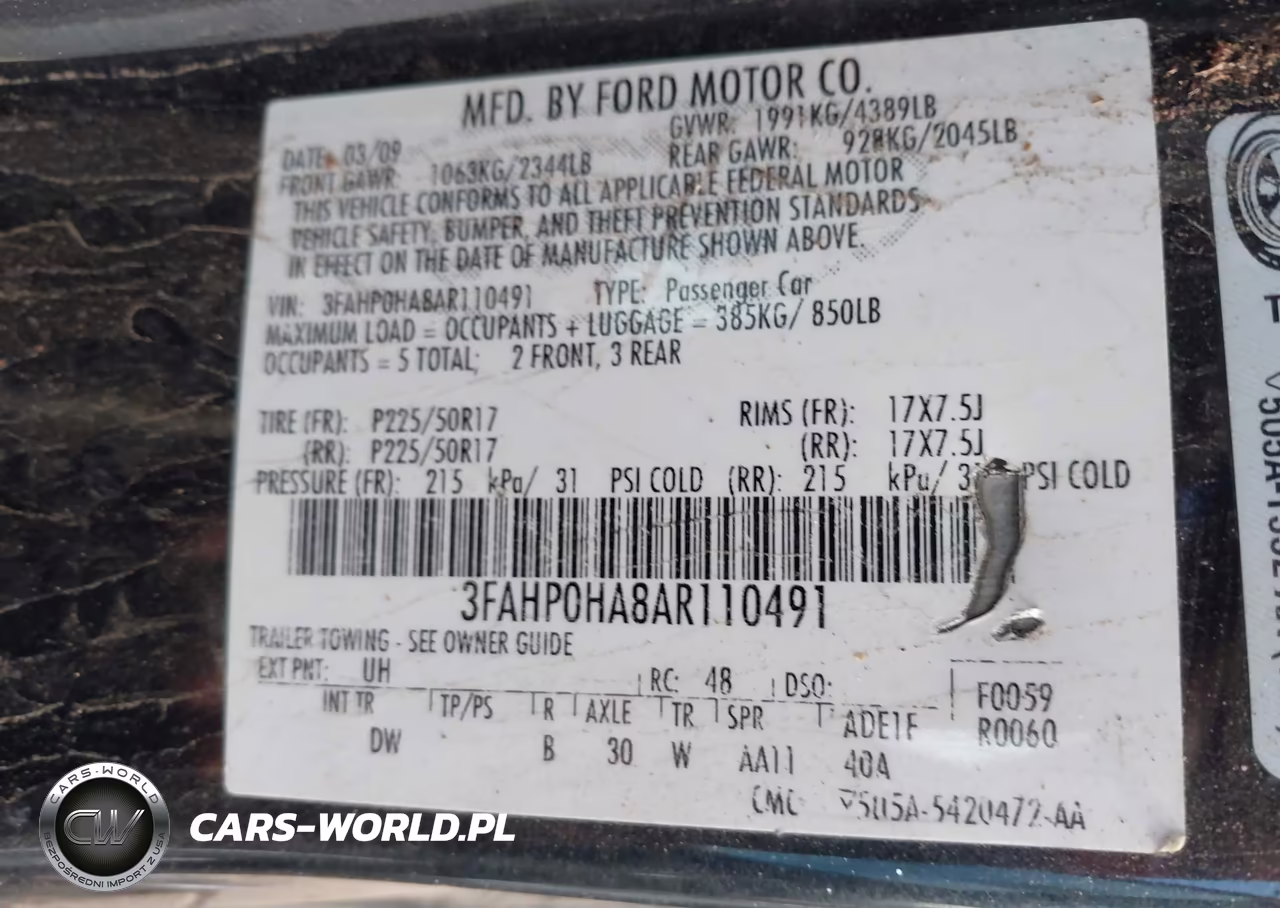 2010 Ford Fusion Se VIN:3FAHP0HA8AR110491 - 9