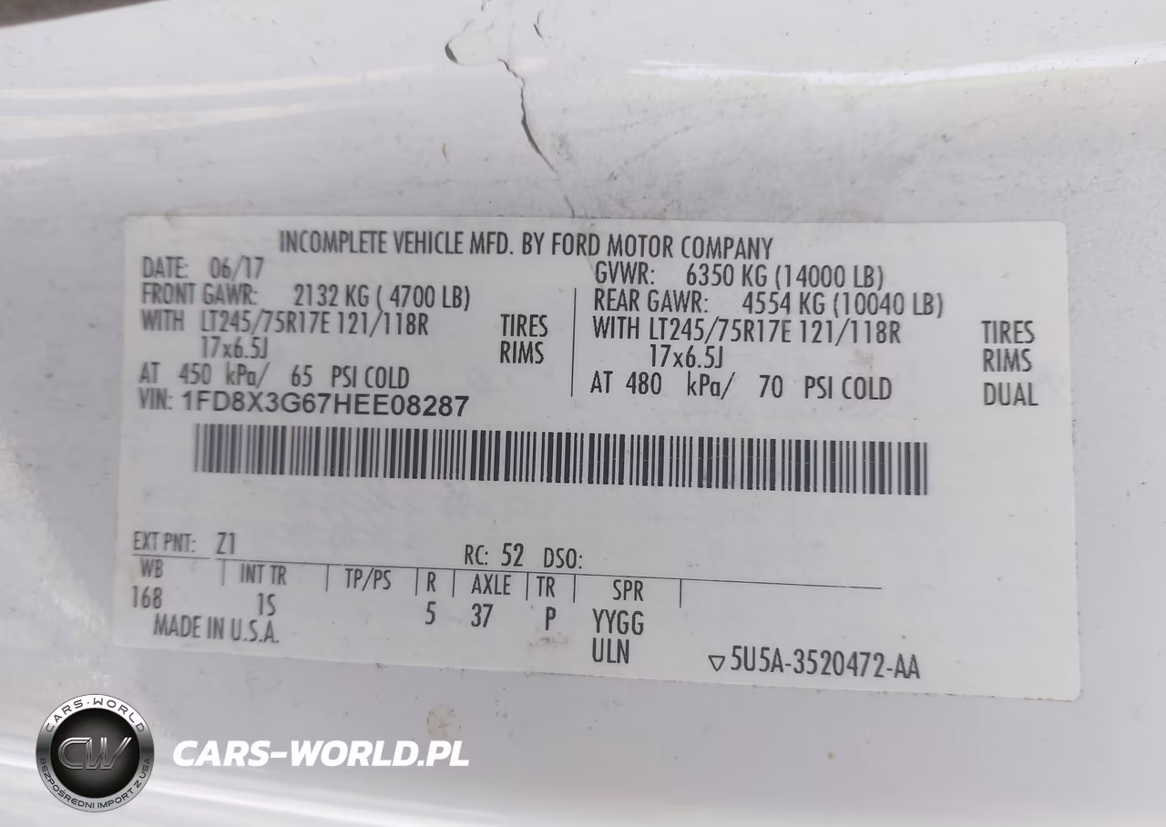 2017 Ford F-350 Chassis Xl VIN:1FD8X3G67HEE08287 - 8