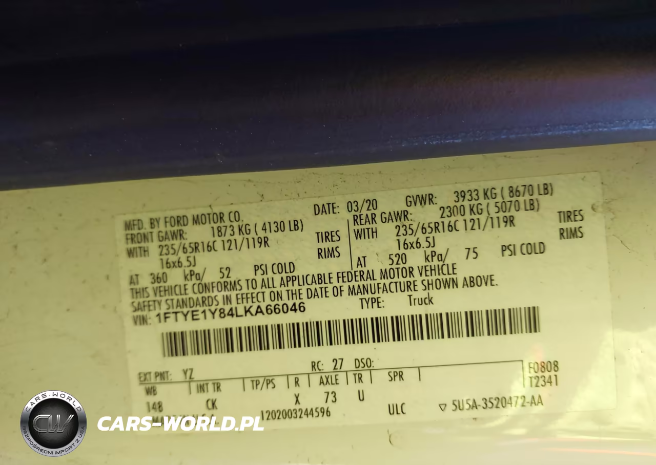 2020 Ford Transit-150 VIN:1FTYE1Y84LKA66046 - 9