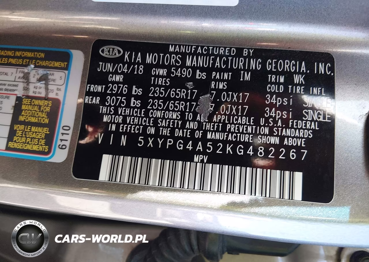 2019 Kia Sorento 3.3L Lx VIN:5XYPG4A52KG482267 - 9
