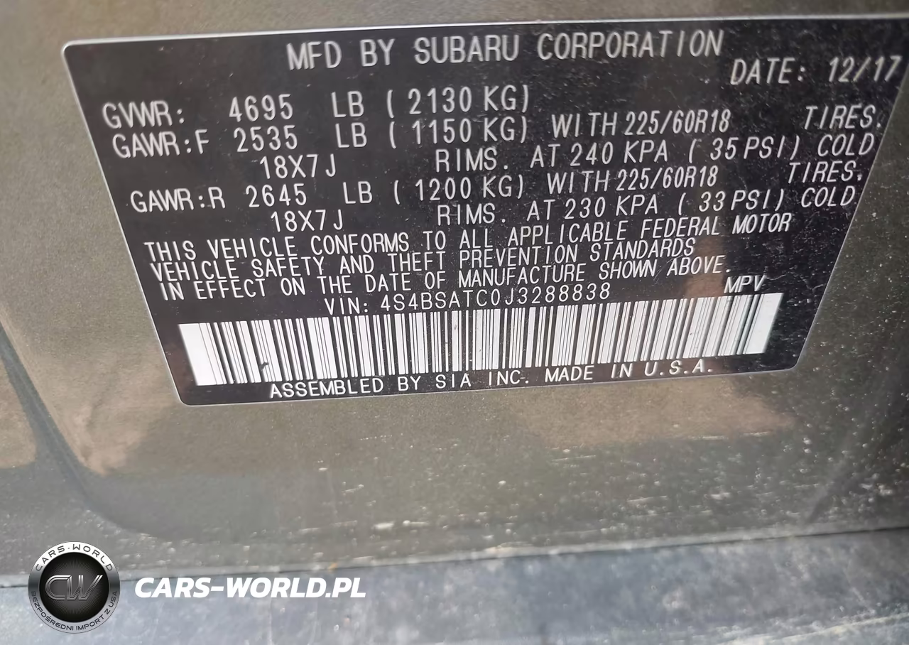 2018 Subaru Outback 2.5I Touring VIN:4S4BSATC0J3288838 - 9