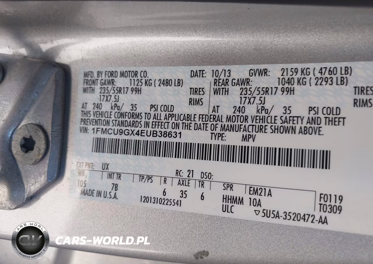 2014 Ford Escape Se VIN:1FMCU9GX4EUB38631 - 9