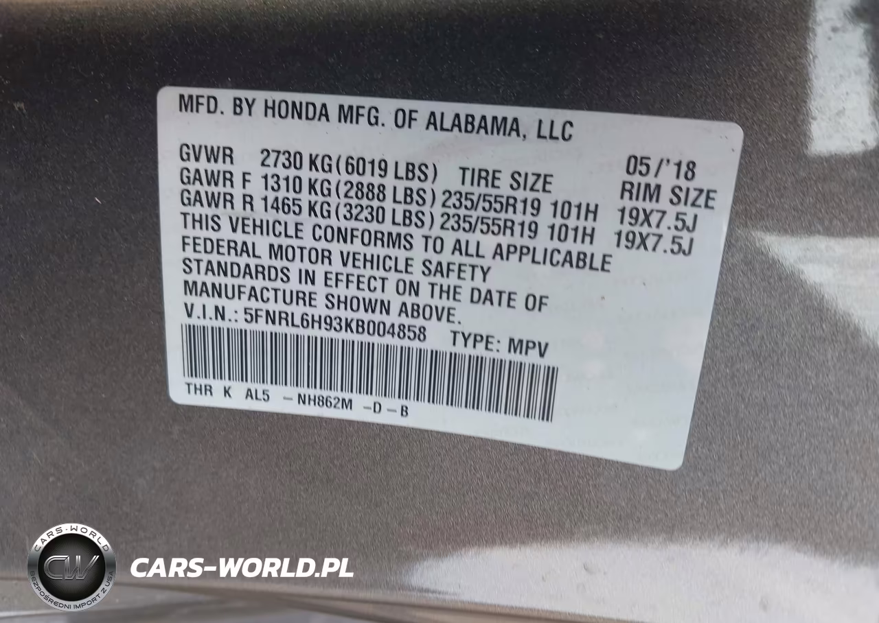 2019 Honda Odyssey Elite VIN:5FNRL6H93KB004858 - 9