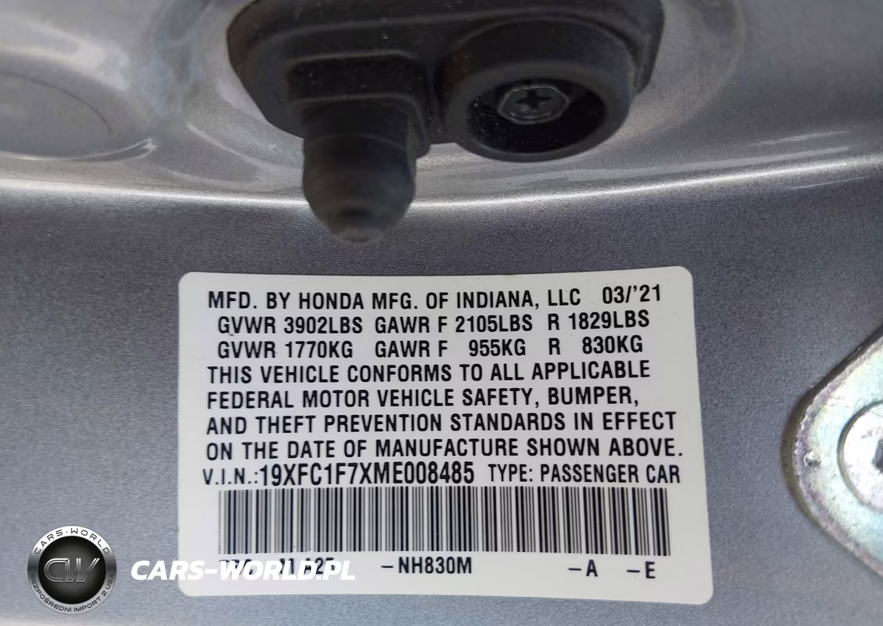 2021 Honda Civic Ex-L VIN:19XFC1F7XME008485 - 9